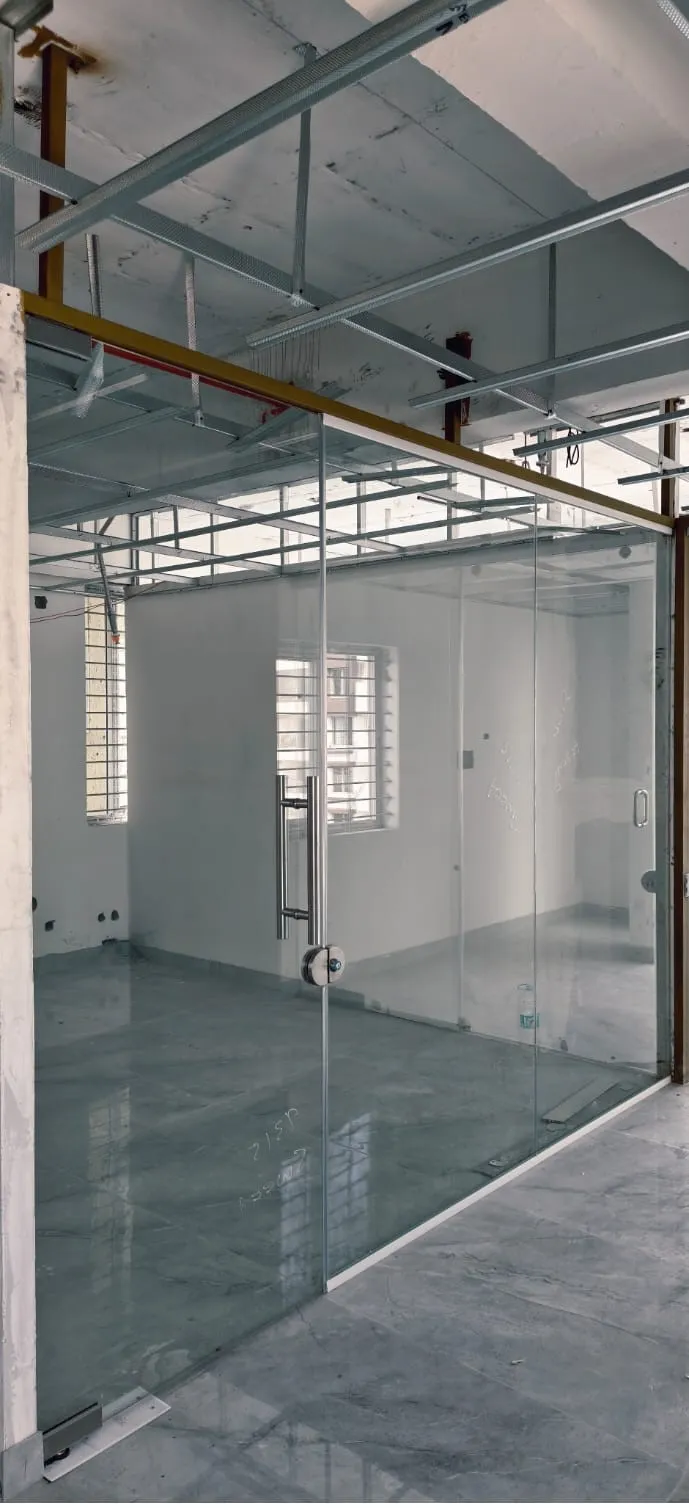 Frameless glass office partition Bangalore project photo