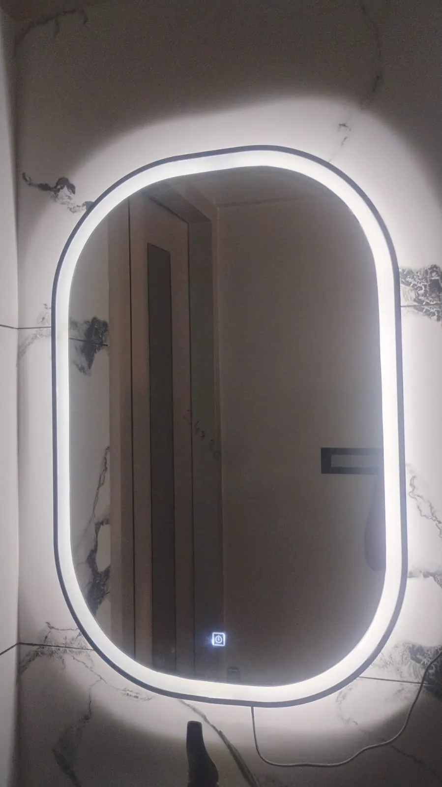 Rectangular LED backlit bathroom mirror with touch sensor in Bangalore